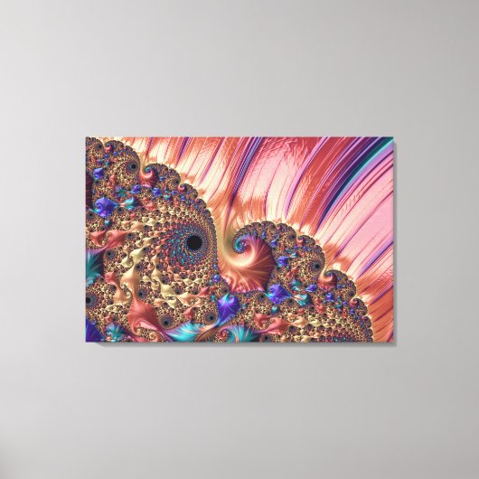 Mandelbrot Set Fractal Digital Art Pink & Gold Canvas Afdruk (Voorkant)