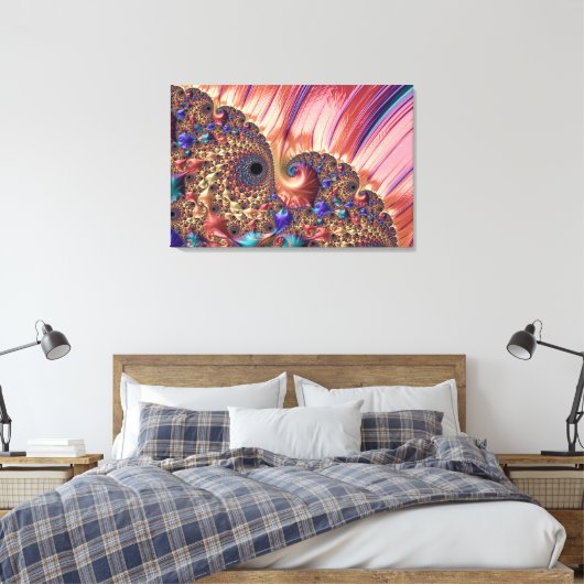 Mandelbrot Set Fractal Digital Art Pink & Gold Canvas Afdruk (Insitu (Slaapkamer))