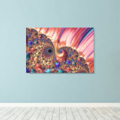 Mandelbrot Set Fractal Digital Art Pink & Gold Canvas Afdruk (Insitu (Houten vloer))