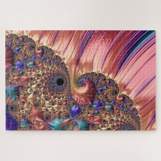 Mandelbrot Set Fractal Digital Art Pink & Gold Legpuzzel (Horizontaal)