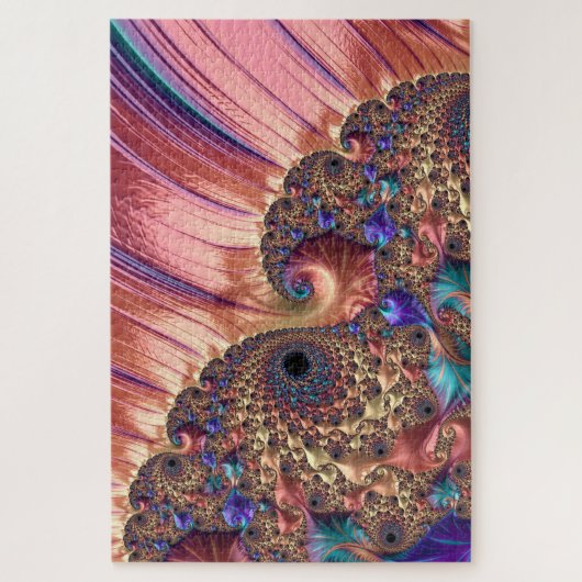 Mandelbrot Set Fractal Digital Art Pink & Gold Legpuzzel (Verticaal)