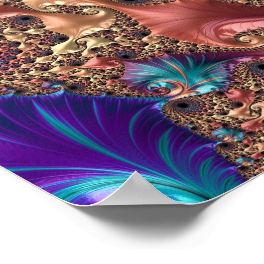 Mandelbrot Set Fractal Digital Art Pink & Gold Poster (Hoek)