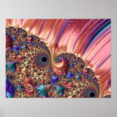 Mandelbrot Set Fractal Digital Art Pink & Gold Poster (Voorkant)