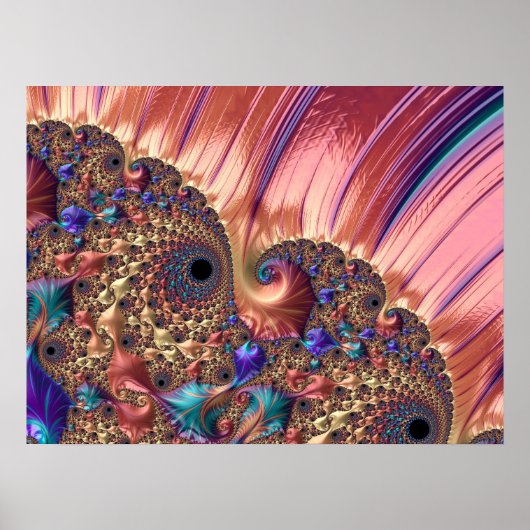 Mandelbrot Set Fractal Digital Art Pink & Gold Poster (Voorkant)