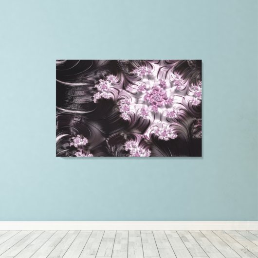 Mandelbrot Set Fractal Digital Art Roze & Black Canvas Afdruk (Insitu (Houten vloer))