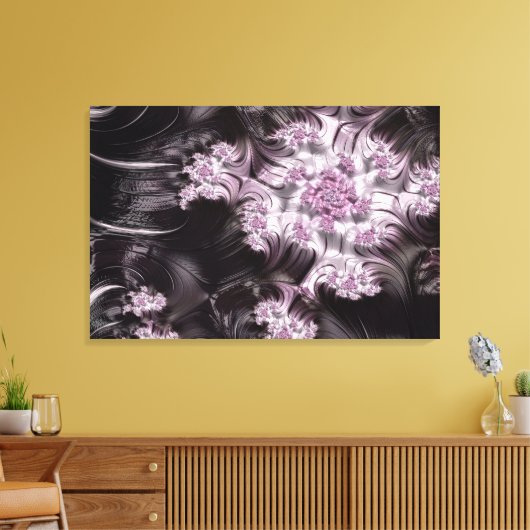 Mandelbrot Set Fractal Digital Art Roze & Black Canvas Afdruk (Insitu (Woonkamer))