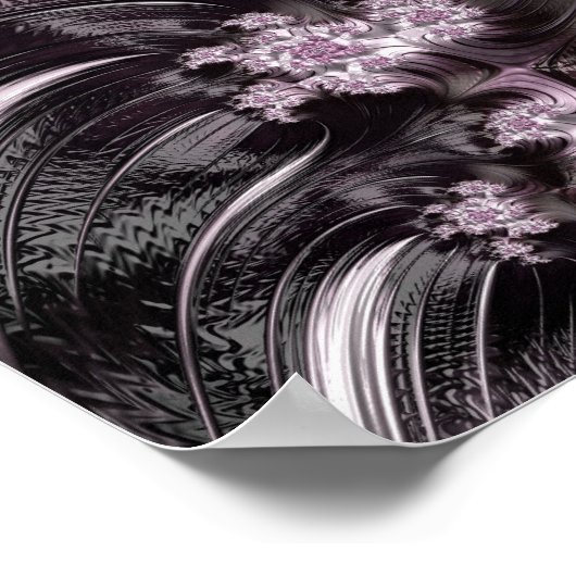 Mandelbrot Set Fractal Digital Art Roze & Black Poster (Hoek)