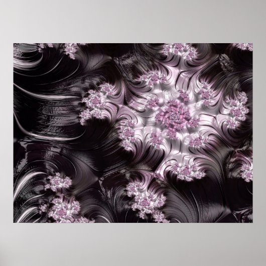 Mandelbrot Set Fractal Digital Art Roze & Black Poster (Voorkant)