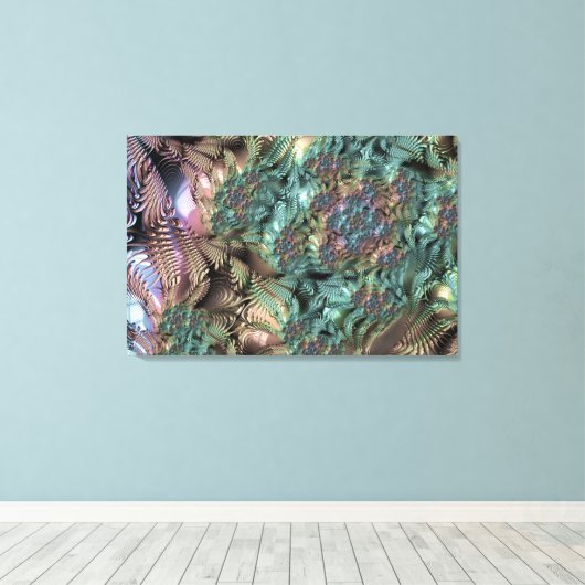 Mandelbrot Set Fractal Digital Art Thee Groen Canvas Afdruk (Insitu (Houten vloer))