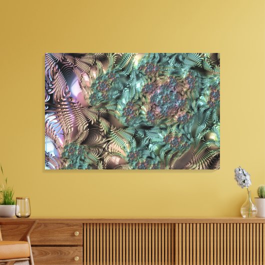 Mandelbrot Set Fractal Digital Art Thee Groen Canvas Afdruk (Insitu (Woonkamer))