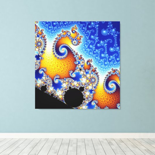 Mandelbrot Set Satellite Double Spiral Fractal Canvas Afdruk (Insitu (Houten vloer))