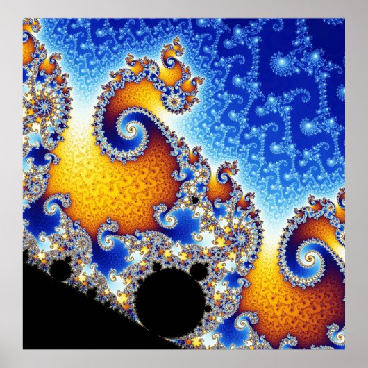 Mandelbrot Set Satellite Double Spiral Fractal Poster (Voorkant)