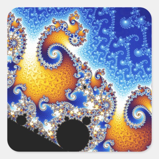 Mandelbrot Set Satellite Double Spiral Fractal Vierkante Sticker (Voorkant)