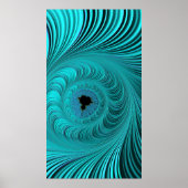 Mandelbrot Whirlpool Aqua Blue Fractal Abstract Poster (Voorkant)