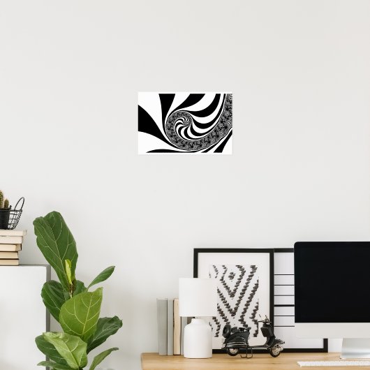 Mandelbrot Zebra Spiral Poster (Thuiskantoor)