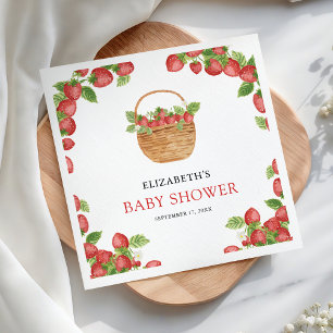 Manden met aardbeien Baby Shower zoete baby Servet
