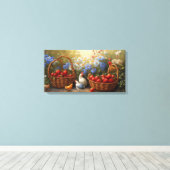 Manden van aardbeien canvas afdruk (Insitu (Houten vloer))