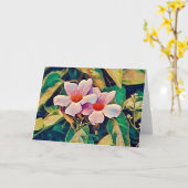 Mandevilla Pink Flowers Artsy Note Card Kaart (Gele Bloem)