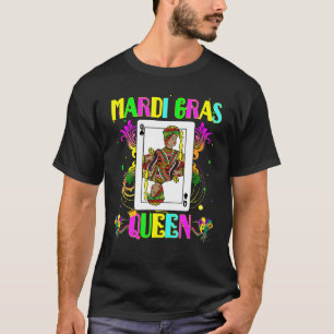 Mandi Gras Black Queen of Poker Card verduisterd T-shirt