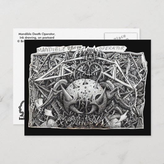 Mandible Death Operator van Brian Benson Briefkaar Briefkaart (Voorkant / Achterkant)