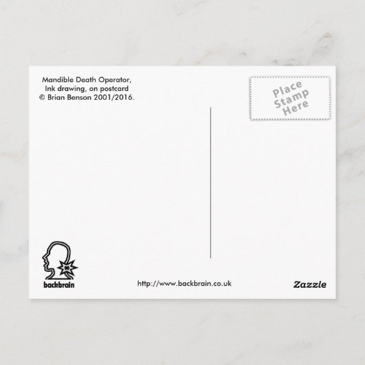 Mandible Death Operator van Brian Benson Briefkaar Briefkaart (Achterkant)