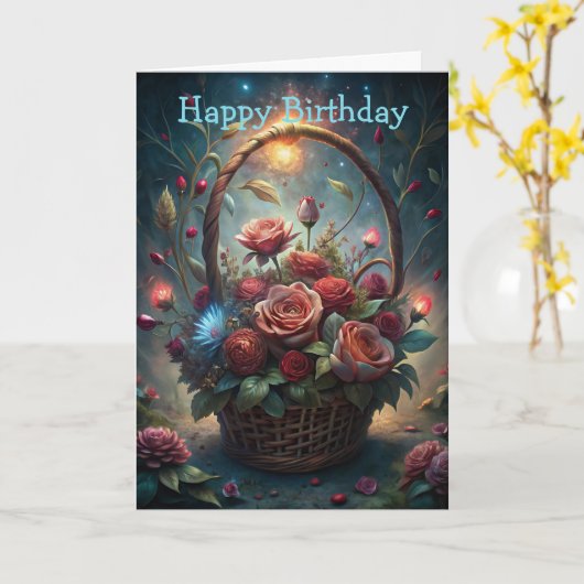 mandje bloemen kaart (Gele Bloem)