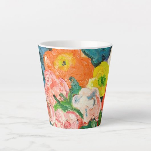 Mandje bloemen latte Mok (Voorkant)