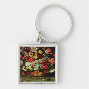 mandje bloemen sleutelhanger