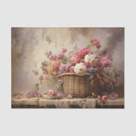 mandje bloemen tissuepapier (Voorkant)