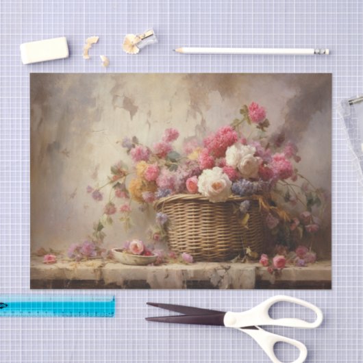 mandje bloemen tissuepapier (Craft)