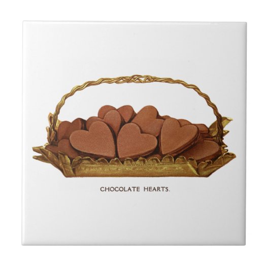  mandje chocolade harten tegeltje (Voorkant)
