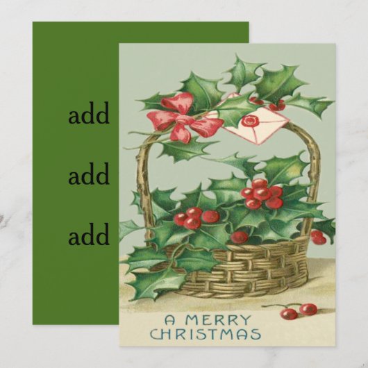 mandje Holly Winterberry Red Ribbon (Voorkant / Achterkant)