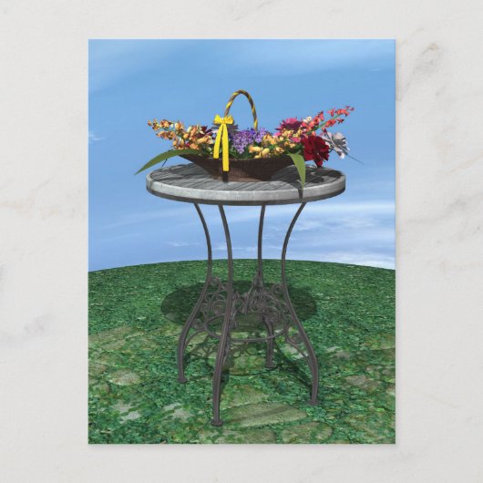  mandje met bloemen briefkaart (Voorkant)