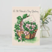 mandje met bloemen op maat St. Patrick's Day Feestdagenkaart (Staand voorkant)