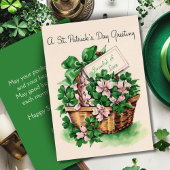 mandje met bloemen op maat St. Patrick's Day Feestdagenkaart
