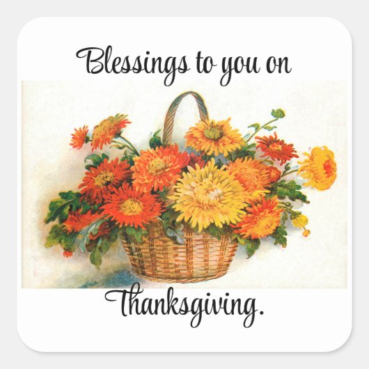 Mandje Met Bloemen Thanksgiving Stickers (Voorkant)