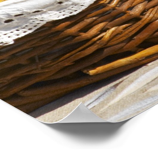 mandje met croissants en chocoladebrood. poster (Hoek)