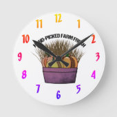 mandje met drie pompoenen   ronde klok (Voorkant)