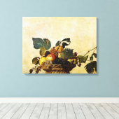mandje met fruit, Caravaggio Canvas Afdruk (Insitu (Houten vloer))