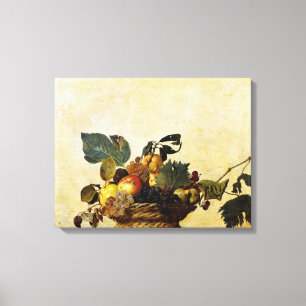 mandje met fruit, Caravaggio Canvas Afdruk