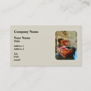 mandje met garens en tapijt visitekaartje