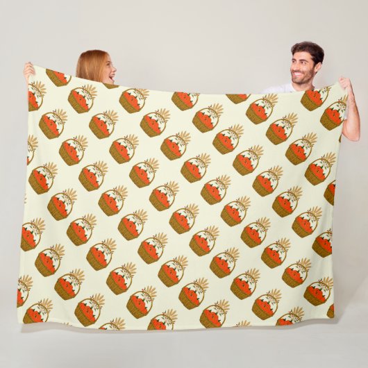 🍂 Mandje met Pompoenen en Herfsttarwe Fleece Deken (In situ)