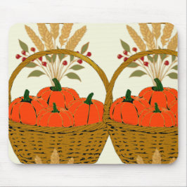 🍂 Mandje met Pompoenen en Herfsttarwe Muismat
