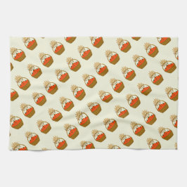 🌼Mandje met Pompoenen en Herfsttarwe Theedoek