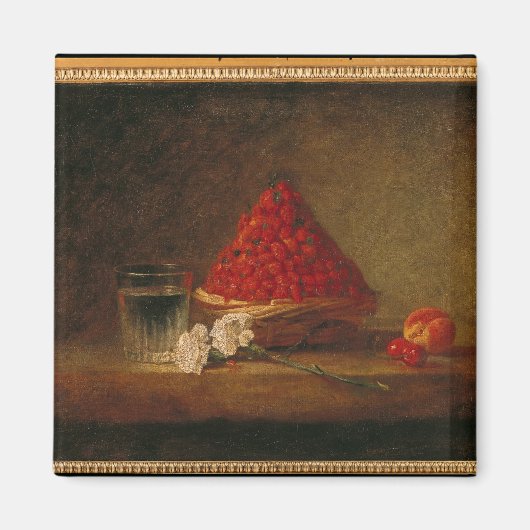 mandje met wilde aardbeien, c.1761 magneet (Voorkant)