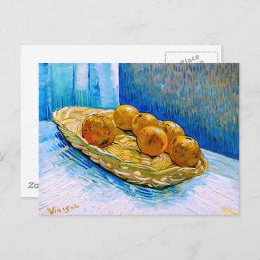 mandje met zes Sinaasappels van Van Gogh Fine Art Briefkaart (Voorkant / Achterkant)