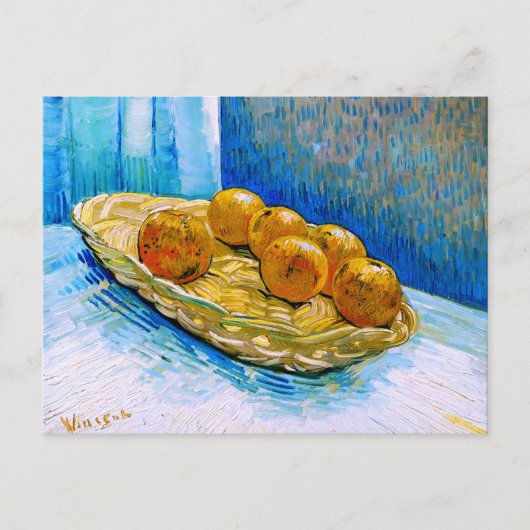 mandje met zes Sinaasappels van Van Gogh Fine Art Briefkaart (Voorkant)