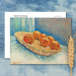 mandje met zes Sinaasappels Vincent van Gogh Briefkaart<br><div class="desc">Een briefkaart voor beeldende kunst met,  "Mand met zes Sinaasappels" (1888),  een post-impressionistisch werk van de Nederlandse kunstenaar Vincent van Gogh (1853-1890). Dit stilleven toont een rieten mand vol met fruit,  geplaatst op een tafel.</div>