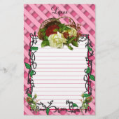 mandje rode en witte Rozen Briefpapier (Voorkant)