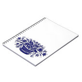 mandje van bloemen blauw Notitieboek van houtsnij (Linkerzijde)